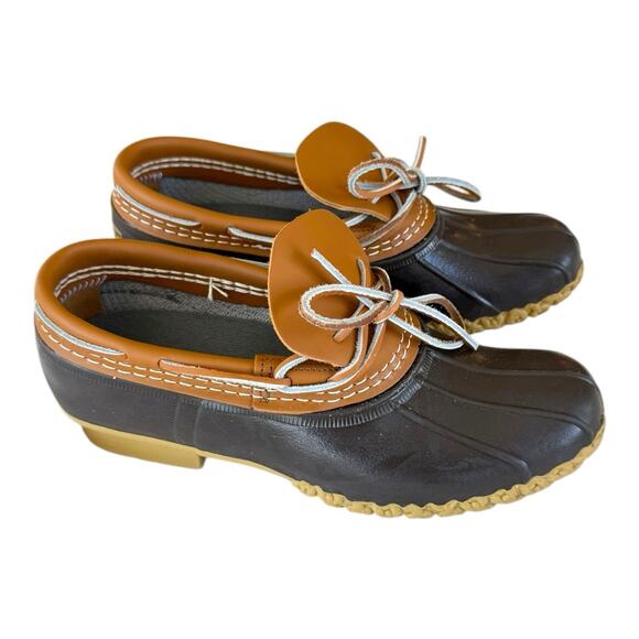L.L. Bean Low Bean Duck Boots Boat Shoes Tan/Navy, Women's 9 Narrow (2A) - Picture 2 of 12